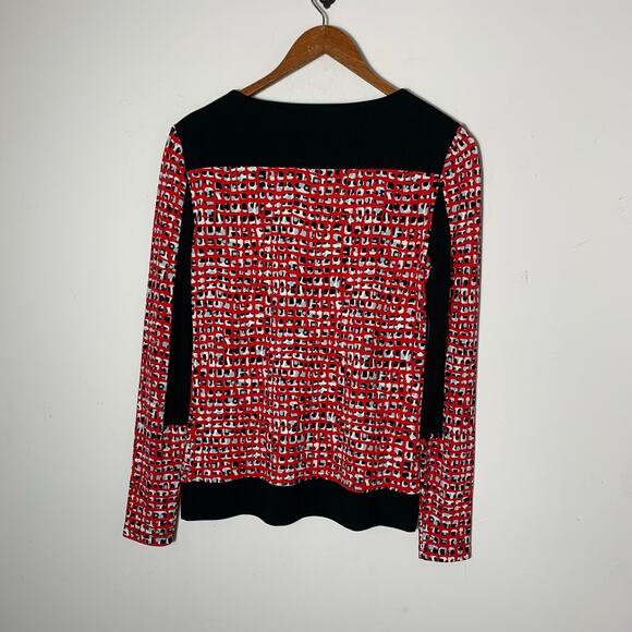 Womens Weekend Max Mara Blouse Red and Black Patterned, Size S, EUC! - Picture 2 of 2